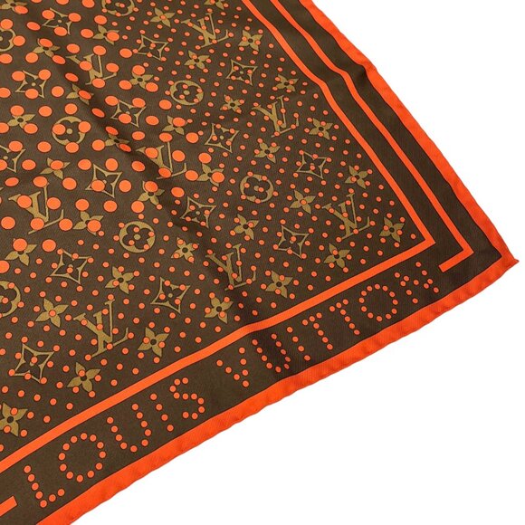 LOUIS VUITTON Vintage LV Monogram Perfo Scarf Wrap Dot Brown Orange [105966] - Picture 8 of 9